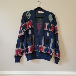 VINTAGE | London Fog Blue Long Sleeve Cardigan Sweater | XL